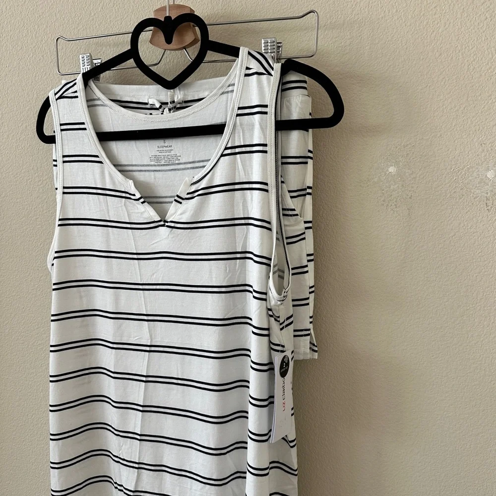Liz Claiborne Black White Striped Cool & Calm Technology Pajama Set Size S